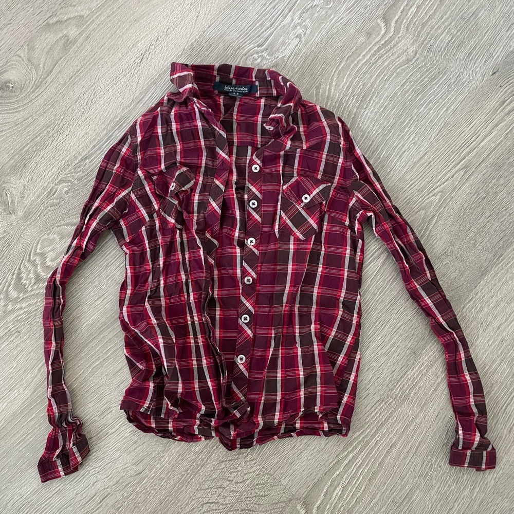 Red Long Sleeve Plaid Shirt